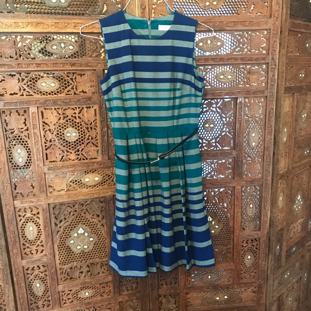 Blue/Green Stripe dress with belt